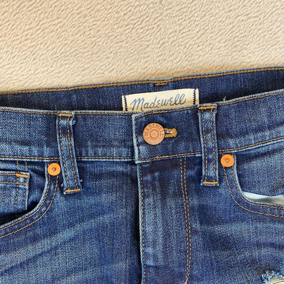 Madewell Women's Jeans Size 25 High Riser Skinny Distressed Dark Wash Stretch - Picture 3 of 13